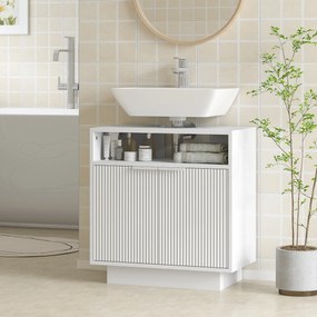 Móvel para Lavatório Pousar (NÃO INCLUIDO) com 2 Portas Canaladas para Lavatório com ou sem Pedestal  60x33x63 cm Branco