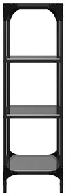 Unidade de prateleiras c/ tampo de vidro preto 40x30x95 cm aço
