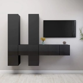 vidaXL 7 pcs conjunto de móveis de TV contraplacado cinzento brilhante