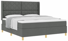 Cama box com colchão cinza escuro 180 x 200 cm, tecido.