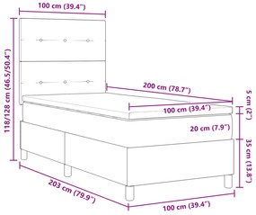 Cama Box Spring com Colchão Cinza Claro 100x200 cm Tecido
