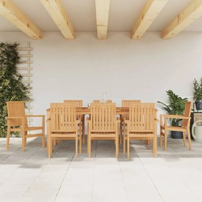 Cadeiras de jardim empilháveis 8 pcs 56,5x57,5x91cm teca maciça