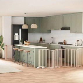 vidaXL Portão para cães com porta dobrável 8 painéis 640 cm álamo