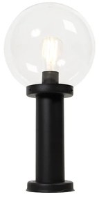 Candeeiro de pé exterior preto com globo transparente 50 cm IP44 - Sfera