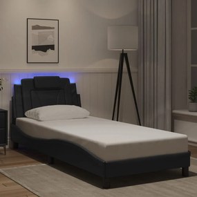 vidaXL Estrutura de cama c/ luzes LED 80x200 cm couro artificial preto