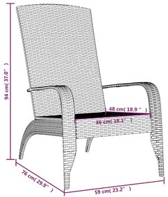 Cadeira de jardim Adirondack vime PE cinzento