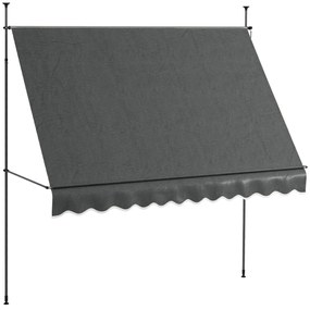 Outsunny Toldo Manual Retrátil com Manivela 300x120x210-300 cm com Altura Ajustável Impermeável para Jardim Varanda Cinza Escuro