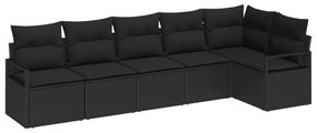 vidaXL Conjunto de Sofá de Jardim com almofada 6 pcs Preto