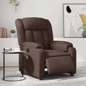 vidaXL Poltrona massagens reclinável elétrica couro artif. castanho