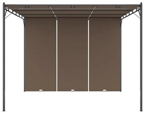 Gazebo jardim c/ cortina lateral 3x3x2,25m cinzento-acastanhado