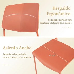 Conjunto de 4 cadeiras sem braços com encosto ergonómico e assento largo empilháveis para sala de jantar Carga 160 kg Multicolorido