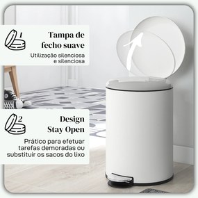 Balde de Lixo para Cozinha 20L com Pedal Tampa com Fechamento Suave e Cubo Amovível 36x30x44 cm Creme