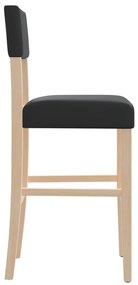 Cadeiras de bar 2 pcs seringueira maciça e couro artificial