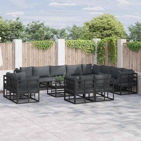 vidaXL Conjunto de Sofá de Jardim 12 pcs Preto 353 x 283 x 71 cm