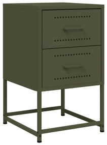 Mesas de cabeceira 2 pcs 36x39x60,5 cm aço verde azeitona