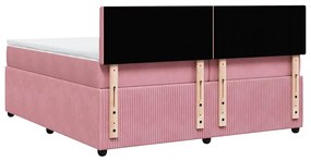 Cama com molas/colchão 200x200 cm veludo rosa