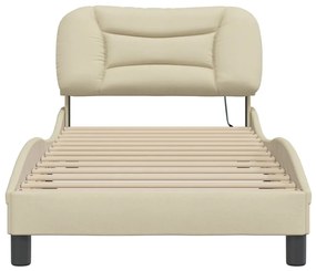 Estrutura de cama com LED sem colchão 90x190 cm tecido creme
