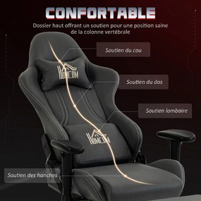 Cadeira Gaming Ergonómica, 76 x 72 x 132 cm, Apoios de Braços 3D Reguláveis, Cinzento