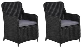 3 pcs conjunto de jantar para jardim preto
