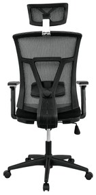 Cadeira de escritório KABUL, ergonómica, rede cinza, assento tecido preto
