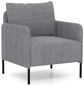 Sofá individual com almofada e pés ajustáveis Cadeira moderna de leitura 73 x 79 x 79 cm Cinza