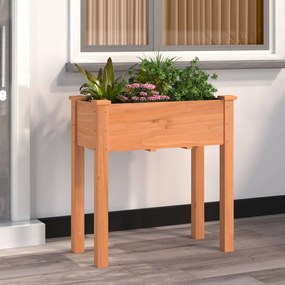 vidaXL Vaso/floreira c/ forro 71x37x76 cm abeto maciço castanho