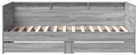 Sofá-cama com gavetas sem colchão 90x200 cm cinzento sonoma