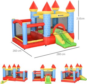 Castelo Insuflável Infantil com Escorrega, Trampolim e Insuflador – 28