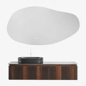 Conjunto De Móvel De Casa De Banho Suspenso Em Madeira Lavena Madeira Escura & Oval Aço Inoxidável ↔︎60 - Sklum