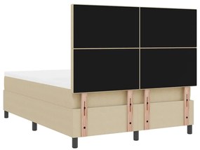 Cama Box Spring com Colchão &amp; Luz LED Verde Cinza 140x200 cm Tecido de