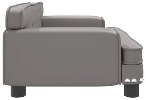 Sofá infantil 70x45x30 cm couro artificial cinzento