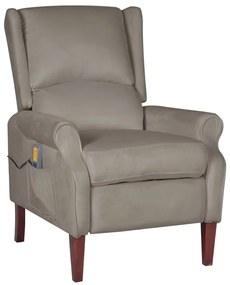 vidaXL Poltrona de massagens reclinável veludo cinzento-claro