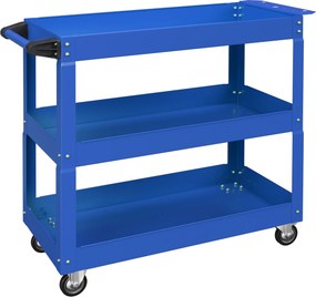 DURHAND Carrinho de Ferramentas com Rodas 3 Prateleiras de Armazenamento e Alça Lateral 83x35,3x76 cm Azul | Aosom Portugal