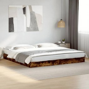Estrutura de cama sem colchão 180x200 cm carvalho fumado