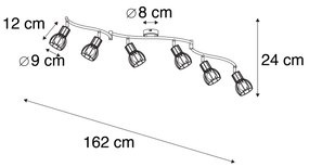 Spot de teto moderno preto 145 cm 6 luzes - Botu Moderno