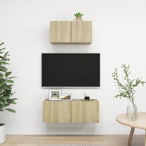 Móvel de TV de Parede Valqui de 2 Módulos - Carvalho - Design Moderno