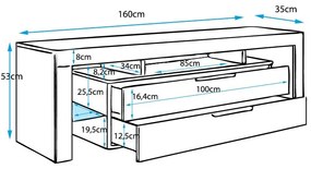 Móvel de TV Neyla com 2 Gavetas de 160cm - Preto Brilhante - Design Mo