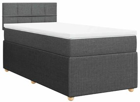 Cama com molas/colchão 100x200 cm tecido cinza-escuro