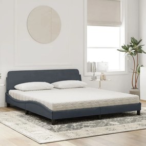 Cama com colchão 180x200 cm veludo cinzento-escuro