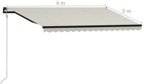 Toldo retrátil automático 400x300 cm cor creme