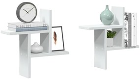 Prateleiras de parede 2 pcs 38x12x38cm derivados madeira branco
