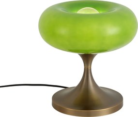 Candeeiro de Mesa Retro Bronze Escuro com Abajur de Vidro Verde 31cm - Glaze