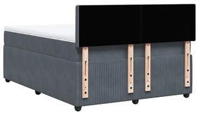 Cama com molas/colchão 140x200 cm veludo cinzento-escuro