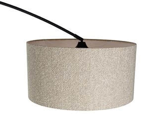 Candeeiro de arco moderno preto com abajur taupe 50 cm - XXL Moderno