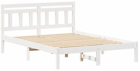 Estrutura da Cama Branco 140 x 190 cm Madeira de Pinheiro