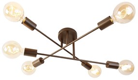 Candeeiro de teto industrial bronze escuro 6 luzes - Sydney Industrial