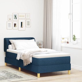 Cama Box Spring vidaXL com Colchão - Azul, 90x190 cm, Tecido