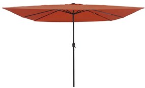 Parasol de Jardim Quadrado vidaXL com Luzes LED 295x245 cm Terracota