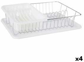 Escorredor de Louça Branco Metal Plástico 43,5 x 11 x 33,5 cm (4 Unidades)