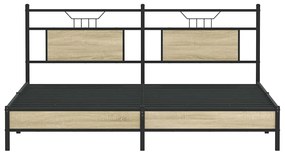 Estrutura de cama sem colchão 183x203 cm carvalho sonoma